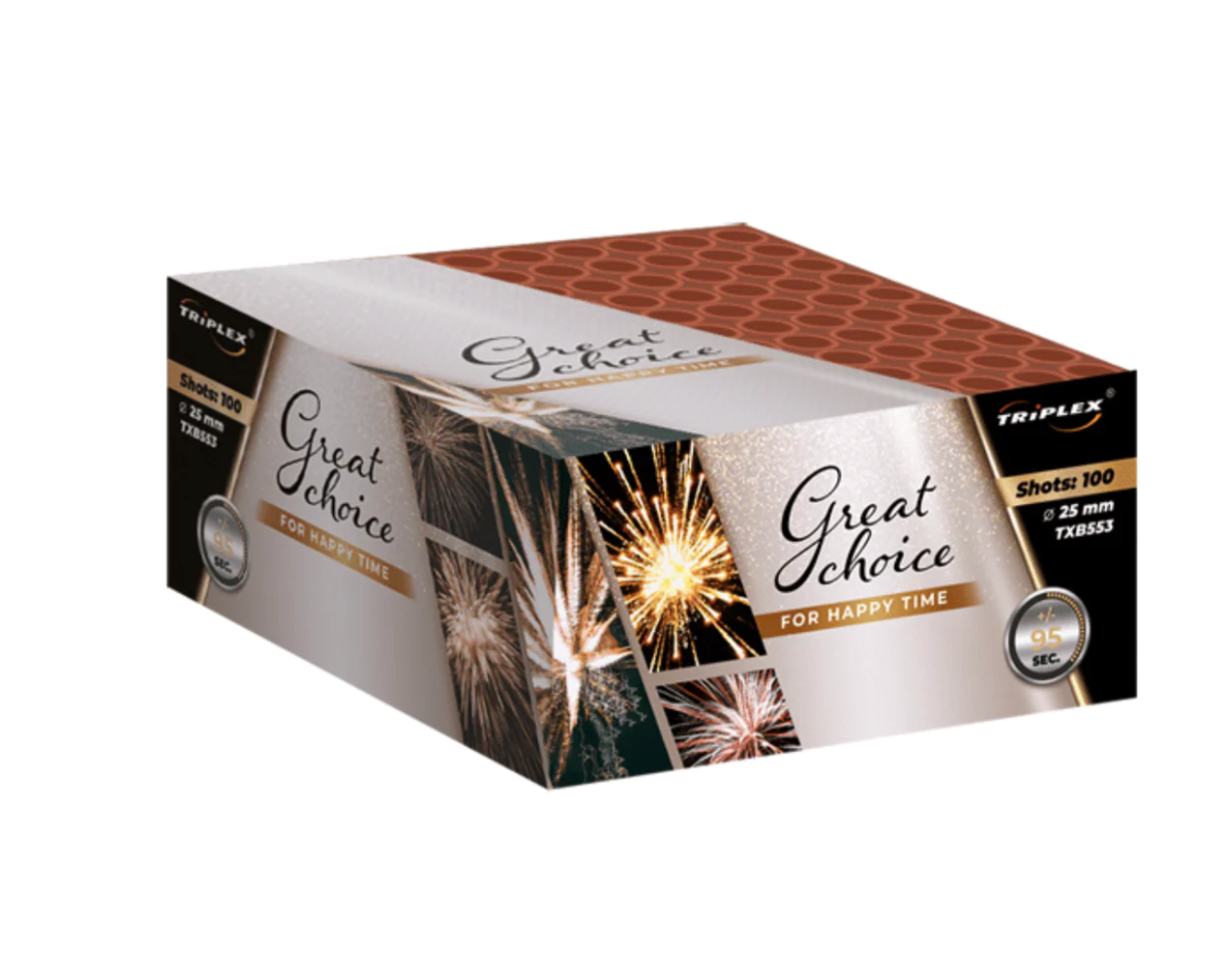 Baterie de artificii 100 focuri calibrul 25 mm Triplex TXB533/